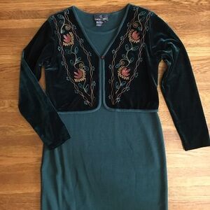 vintage Carole Little L column dress wool blend long velvet cardigan fairy